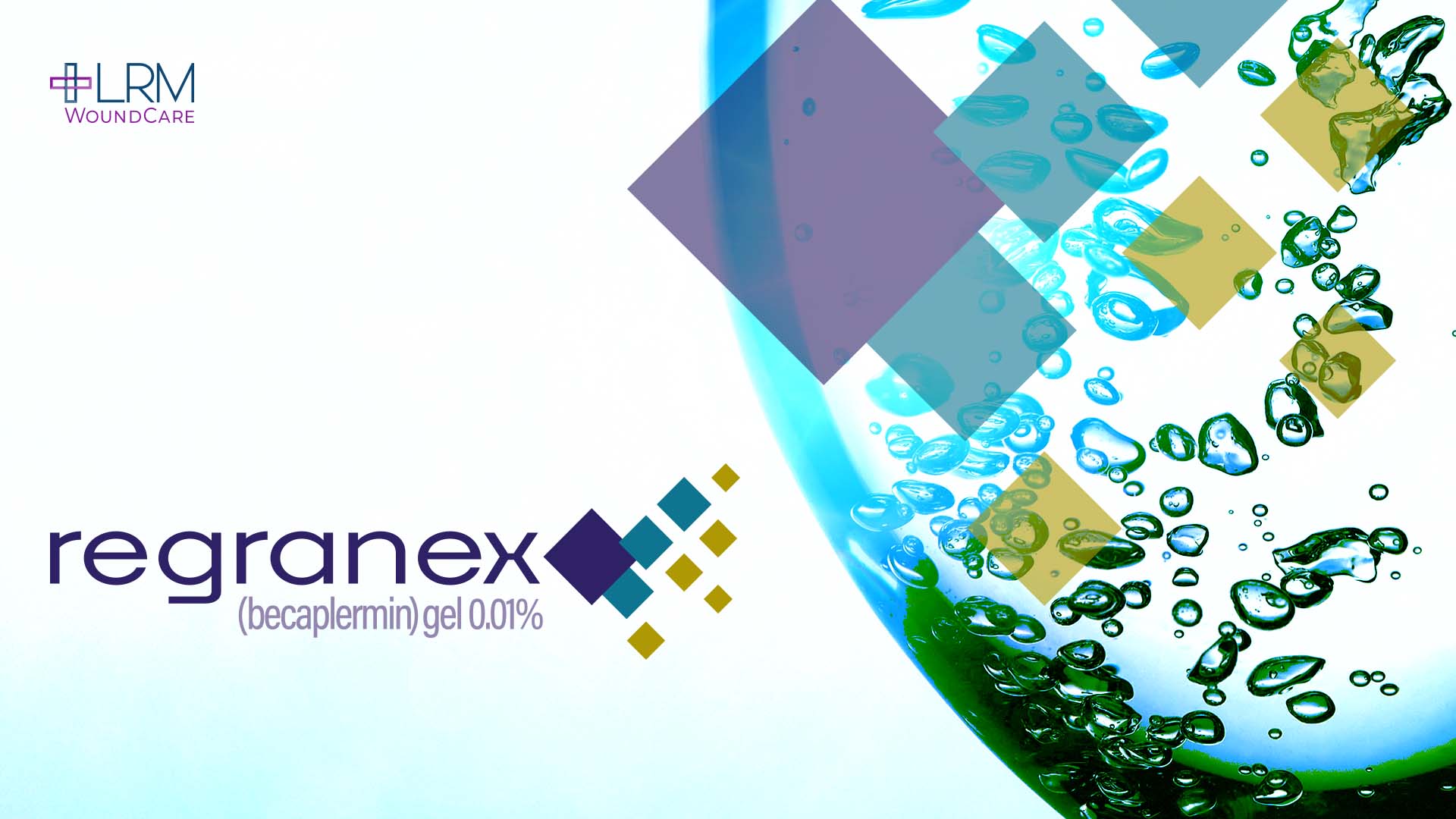 Abstract imagery paired with text and logo for REGRANEX® (becaplermin) Gel, 0.01%